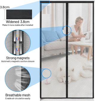 Mosquitera Puerta Magnetica - 110 x 210 CM - Negro