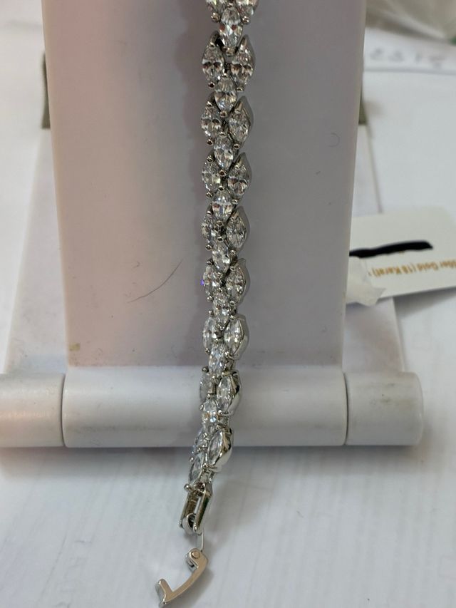 Brazalete Acero-Oro 18k Circonia-10Ct -17Cm -10gra