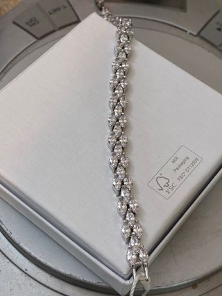 Brazalete Acero-Oro 18k Zircon-10Ct -17Cm -10gra