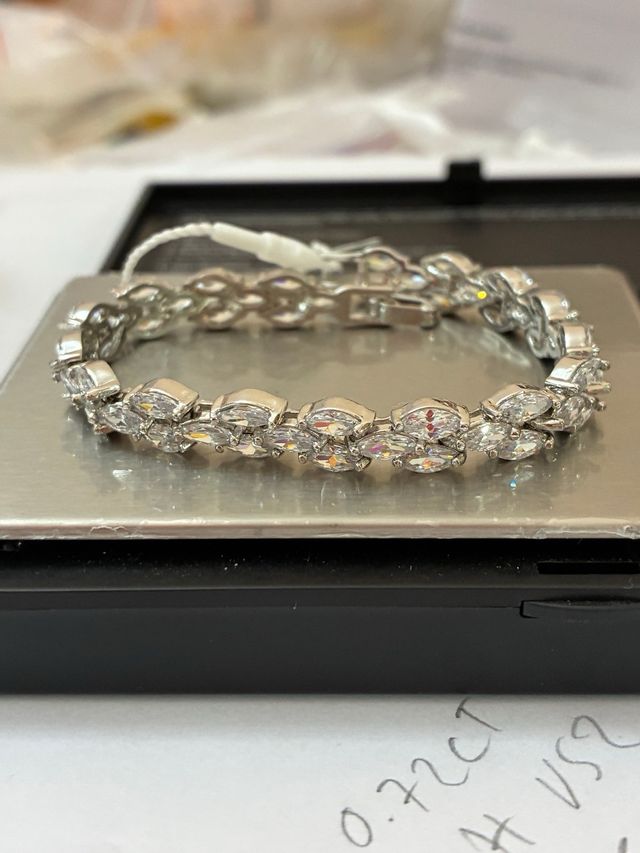 Brazalete Acero-Oro 18k Circonia-10Ct -17Cm -10gra