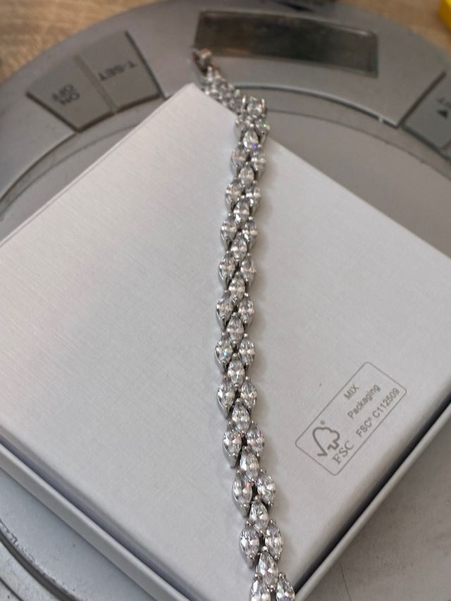 Brazalete Acero-Oro 18k Circonia-10Ct -17Cm -10gra