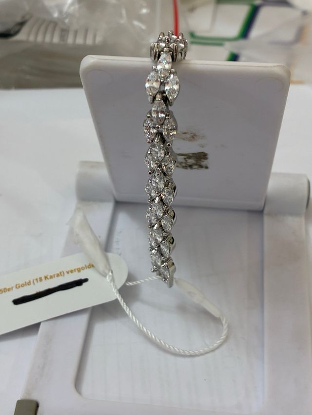 Brazalete Acero-Oro 18k Circonia-10Ct -17Cm -10gra