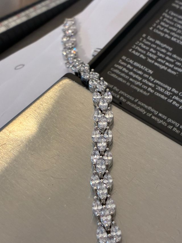 Brazalete Acero-Oro 18k Circonia-10Ct -17Cm -10gra