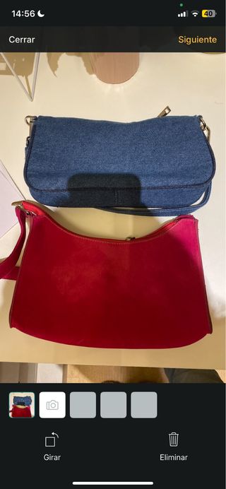 Bolsos Zara Azul y Rojo