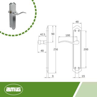 Amig – Juego de Manillas con Placa para Puerta – 2