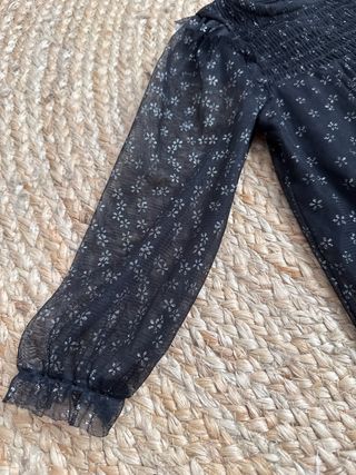 Vestido zara niña negro estampado flores