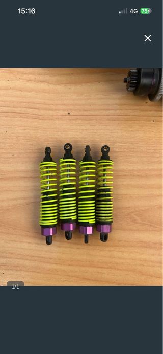 4 Amortiguadores RC Amarillos y Morados