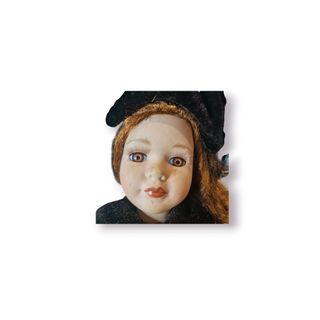 Boneca Antiga Porcelana 41cm Vestido Xadrez