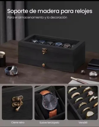 Caja para 12 relojes y joyas