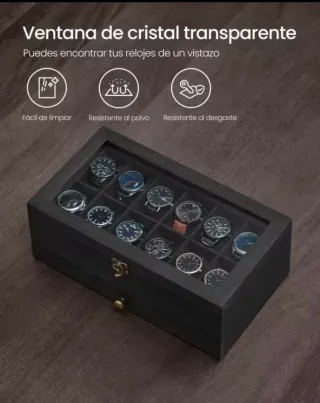 Caja para 12 relojes y joyas