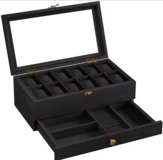 Caja para 12 relojes y joyas