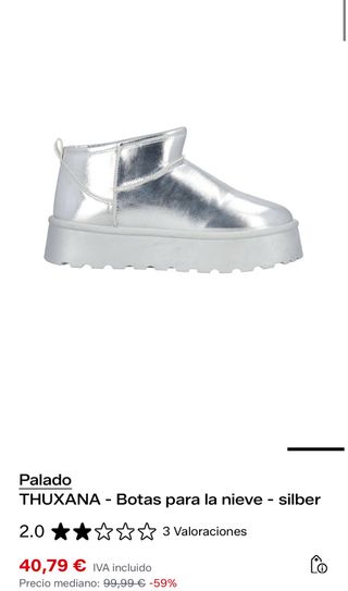 Botas de invierno plateadas con plataforma