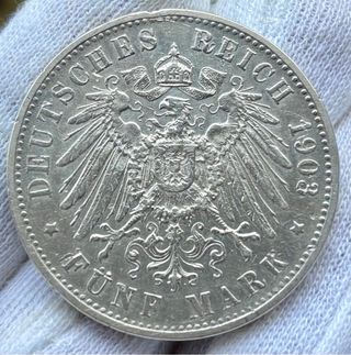 Moneda PLATA ALEMANIA 5 Marcos 1903-F Wuerttemberg
