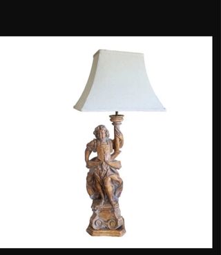 Lampara madera tallada a mano