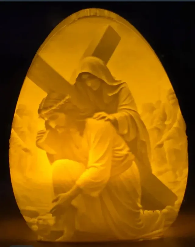 Lámpara litofana religiosa