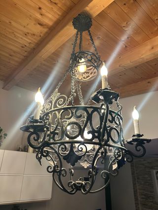 Lámpara antigua hierro forjado restaurada