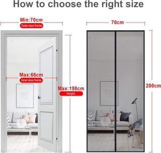 MYCARBON Mosquitera para Puerta Negro Cuadro (70x2