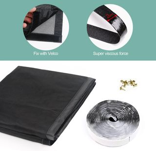 MYCARBON Mosquitera para Puerta Negro Cuadro (70x2