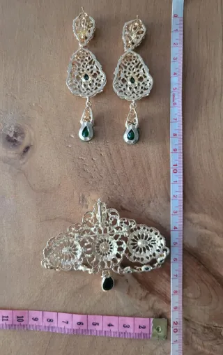 Conjunto Aderezo Dorado y Verde