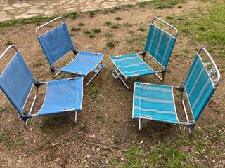 4 Sillas Camping Vintage Azul/Turquesa