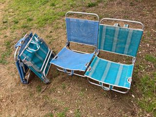 4 Sillas Camping Vintage Azul/Turquesa
