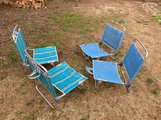 4 Sillas Camping Vintage Azul/Turquesa