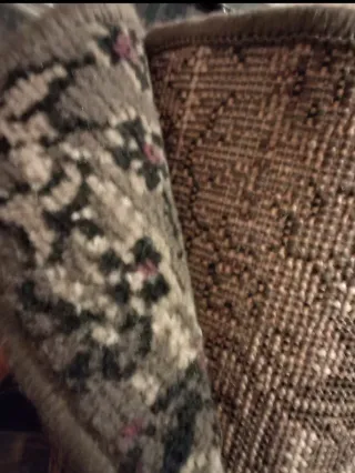 Alfombra Vintage Lana Gris y Rosa