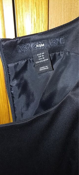 Vestido H&M Negro Satinado Talla 46 Elegante