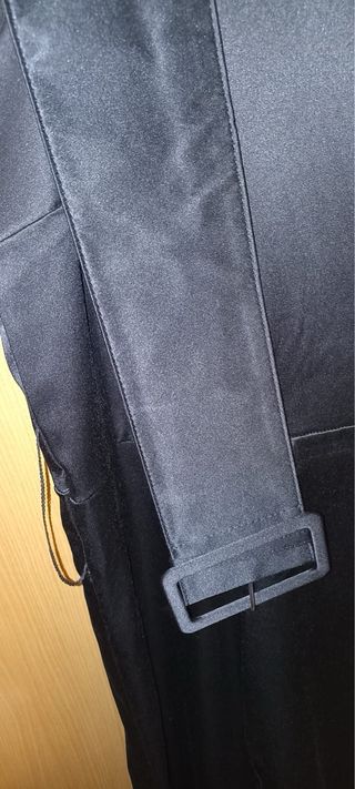 Vestido H&M Negro Satinado Talla 46 Elegante