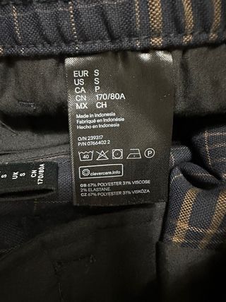 Pantaloni H&M Uomo Tg. S Fantasia a Quadri