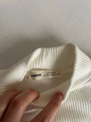 Jersey Pull&Bear canalé cuello alto blanco XS