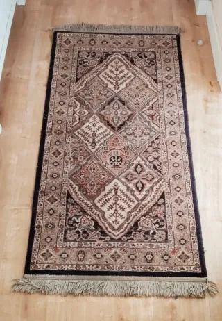 Alfombra persa lana beige y marrón 70x140