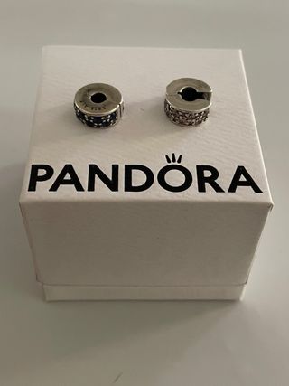 2 Clips Pandora Plata y Circonitas Azul