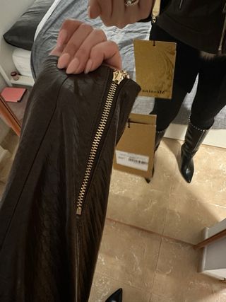 Cazadora Messina Piel Marrón con Cuello Pelo