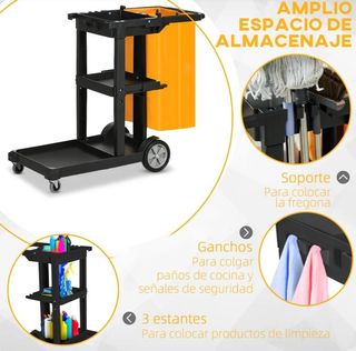 Carro de Limpieza con Bolsa y Ruedas