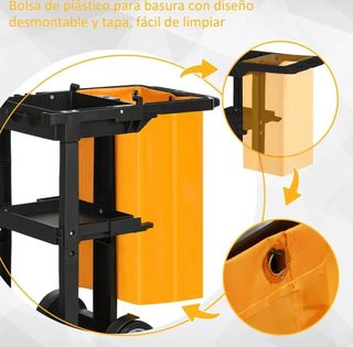 Carro de Limpieza con Bolsa y Ruedas