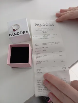 Anillo Pandora Corazón Rojo Talla 52