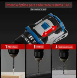 Taladro Atornillador Recargable (2 Baterías)