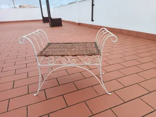 Asiento de Hierro Forjado con Mimbre