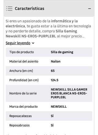 Silla Gaming Newskill Morada y Negra