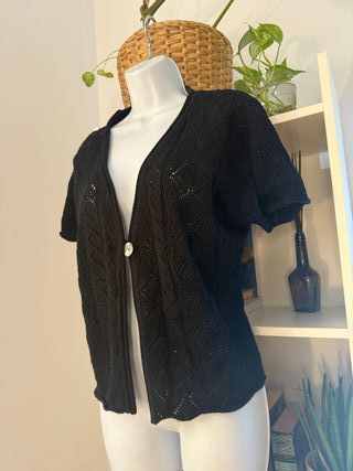 top negro calado // bolero Vintage manga corta