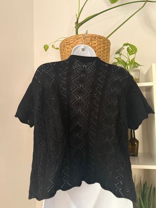 top negro calado // bolero Vintage manga corta