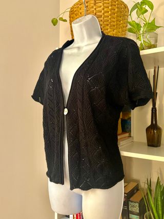 top negro calado // bolero Vintage manga corta