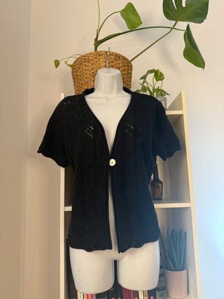 top negro calado // bolero Vintage manga corta
