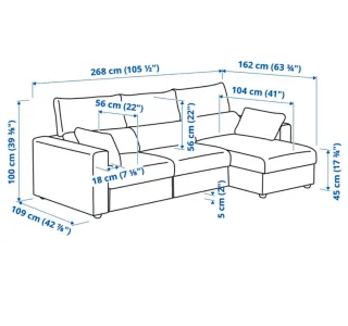 Sofa cama ikea Ekilstuna con chaise-longue.