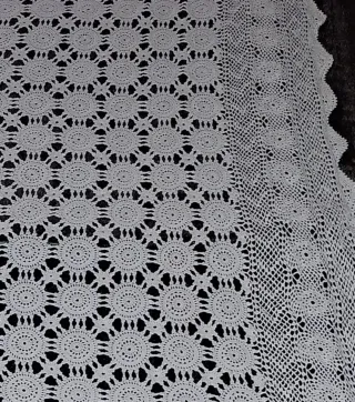 Antigua colcha blanca de hilo 265x160cm