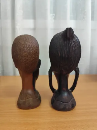 Pareja Figuras Africanas Madera Tallada