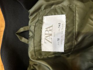 Chaqueta Bomber Zara Kids Verde Oliva
