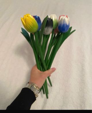 Tulipani in legno vintage decorativi