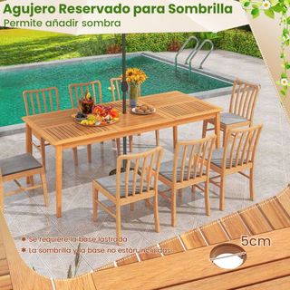 Mesa Comedor Exterior Acacia 8 personas. Terraza